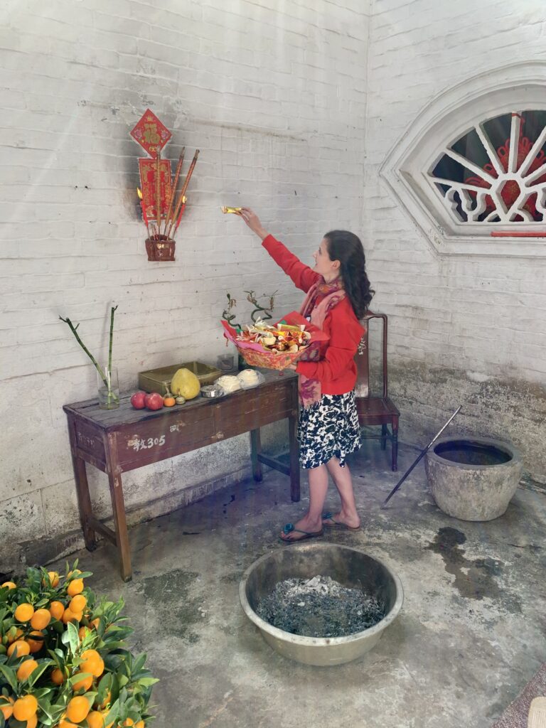 Burning the lucky money at spring festival.
