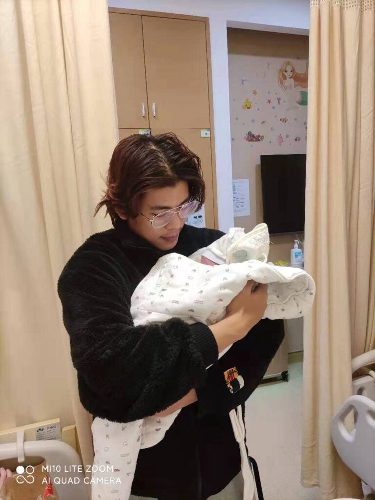 Holding baby for the first time