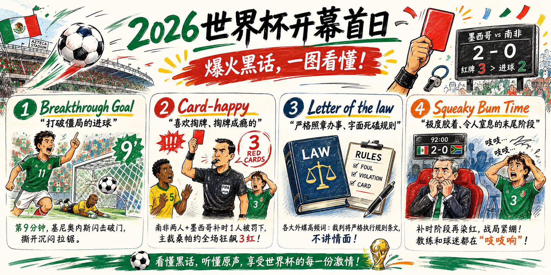 2026世界杯今日开开开！外媒解说里的地道梗，你get了几个？