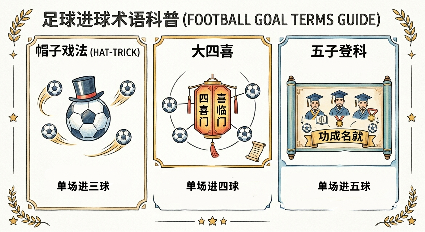 帽子戏法、大四喜、五子登科：足球进球术语的翻译
